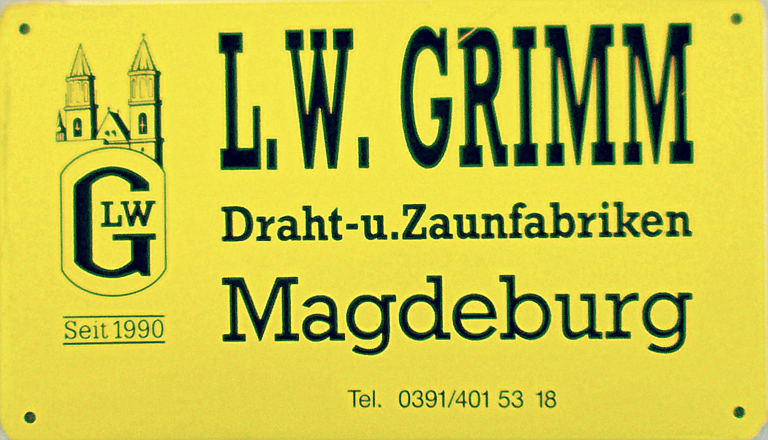 L.W. Grimm Draht und Zaunfabriken Blechschild - alte Originale