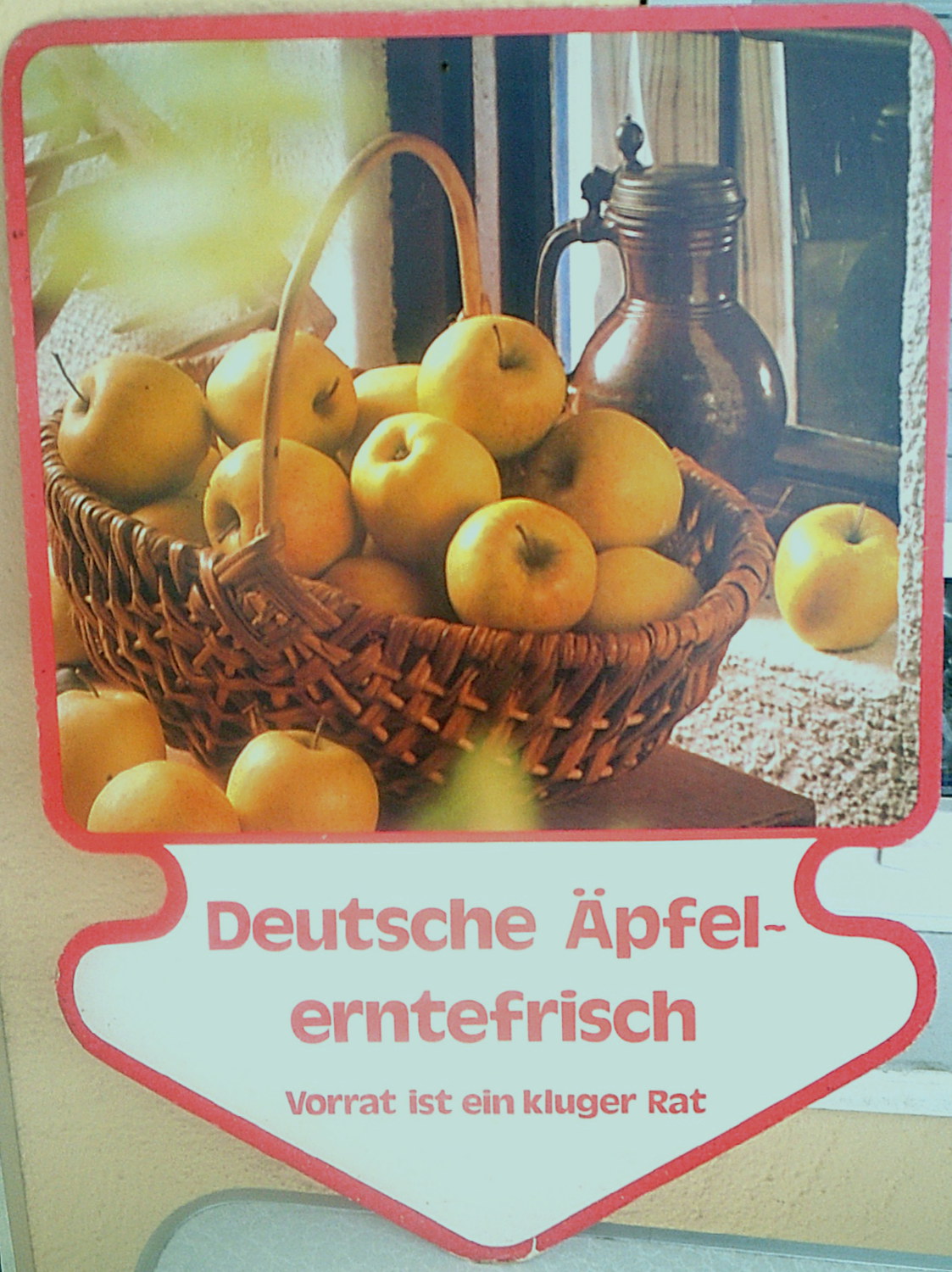 Deutsche &Auml;pfel erntefrisch Pappschild - alte Originale