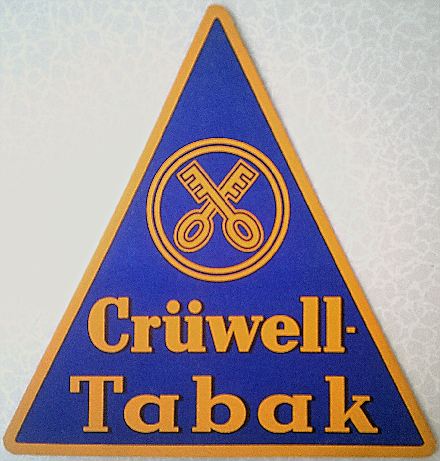 Cr&uuml;well-Tabak, blau Pappschild - alte Originale
