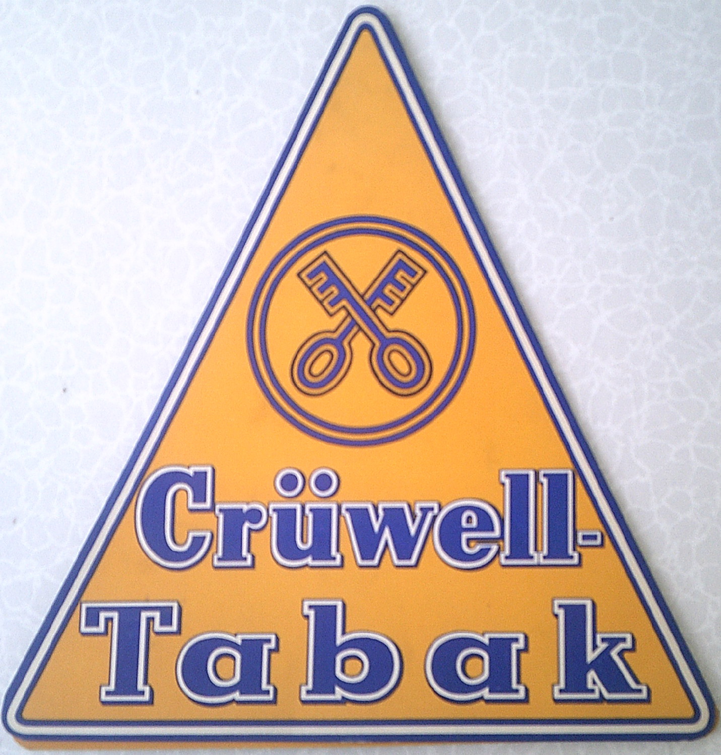 Cr&uuml;well-Tabak, gelb Pappschild - alte Originale