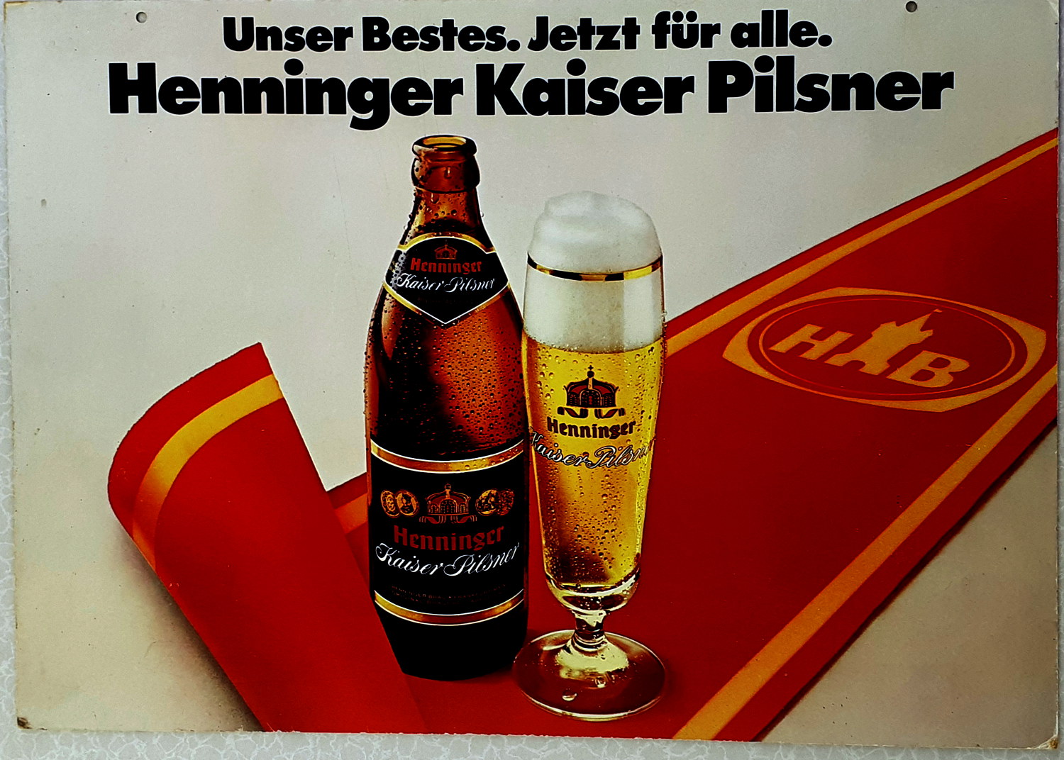 Henninger Kaiser Pilsner Pappschild - alte Originale