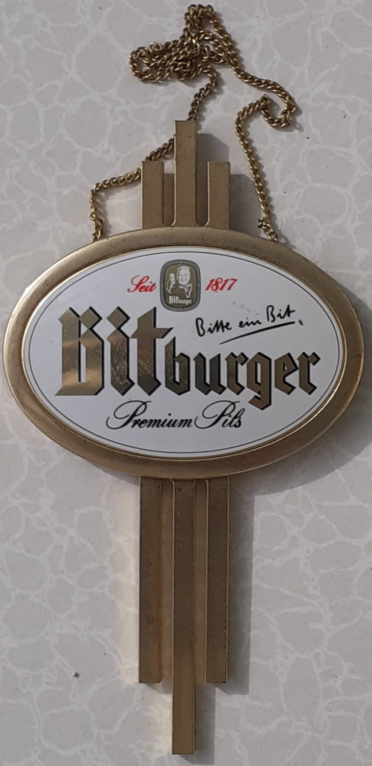 Bitburger Premium Pils Zapfhahnschild - alte Originale