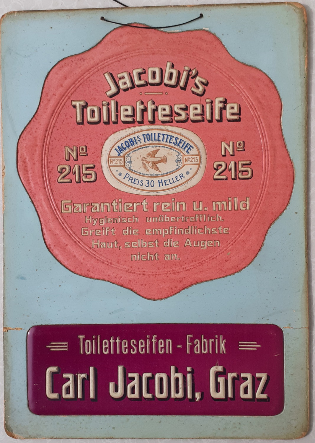 Jacobis Toilettseife Pappschild - alte Originale
