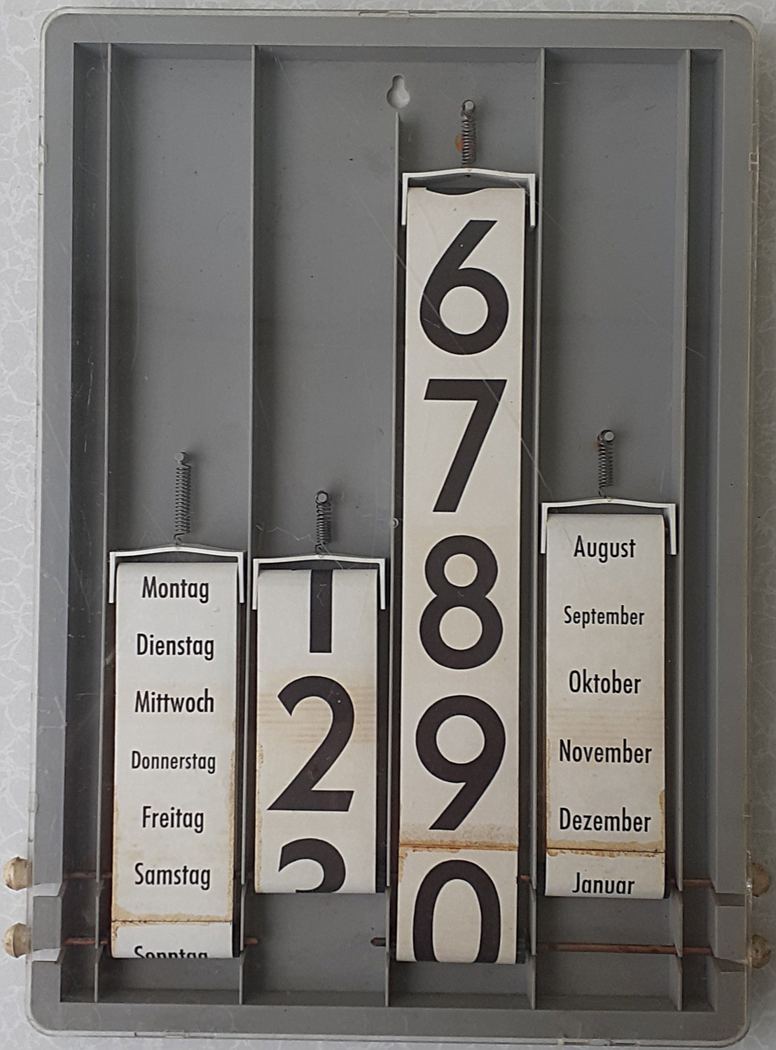 Dauerkalender, mit 4 Drehkn&ouml;pfen - alte Originale