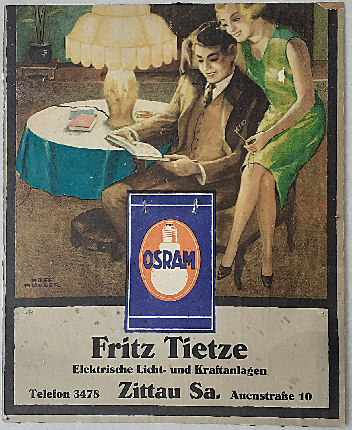 Osram - Fritz Tietze Pappschild - alte Originale