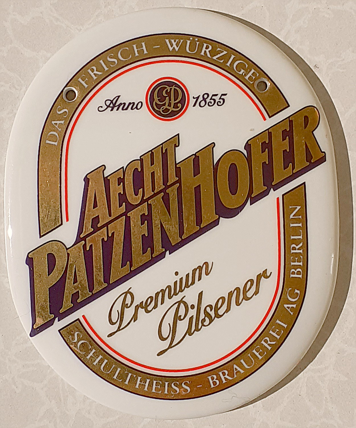 Aecht Patzenhofer Zapfhahnschild - alte Originale