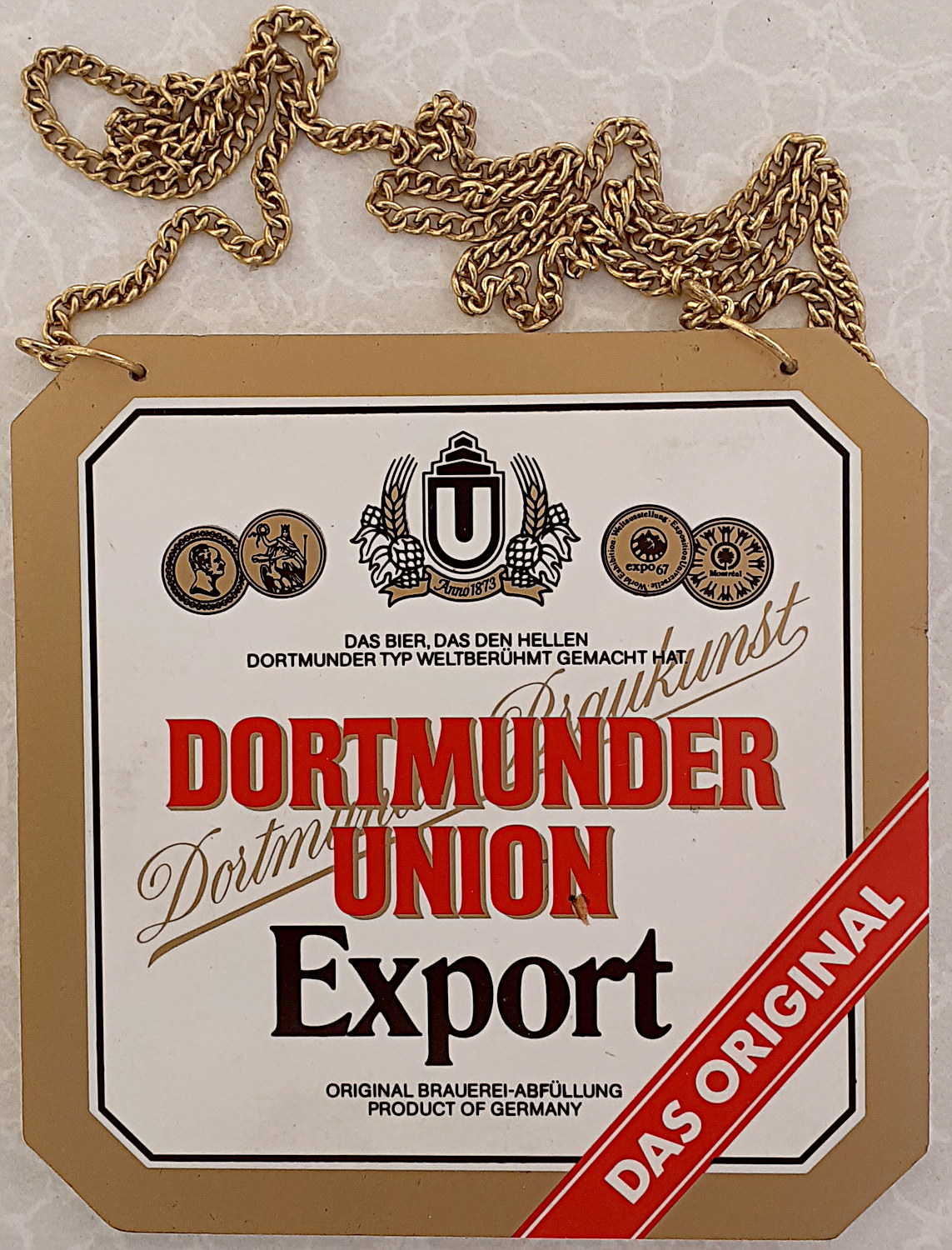 Dotrtmunder Union Export Zapfhahnschild - alte Originale
