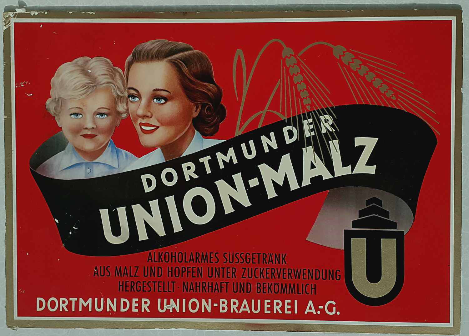 Dortmunder Union-Malz Pappschild - alte Originale