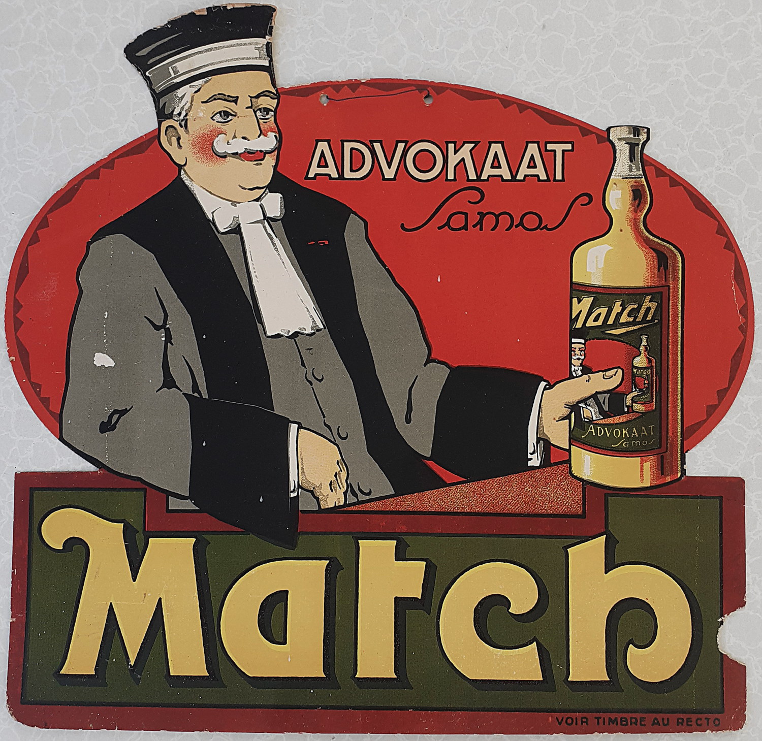 Match Advookat Samas Pappschild - alte Originale