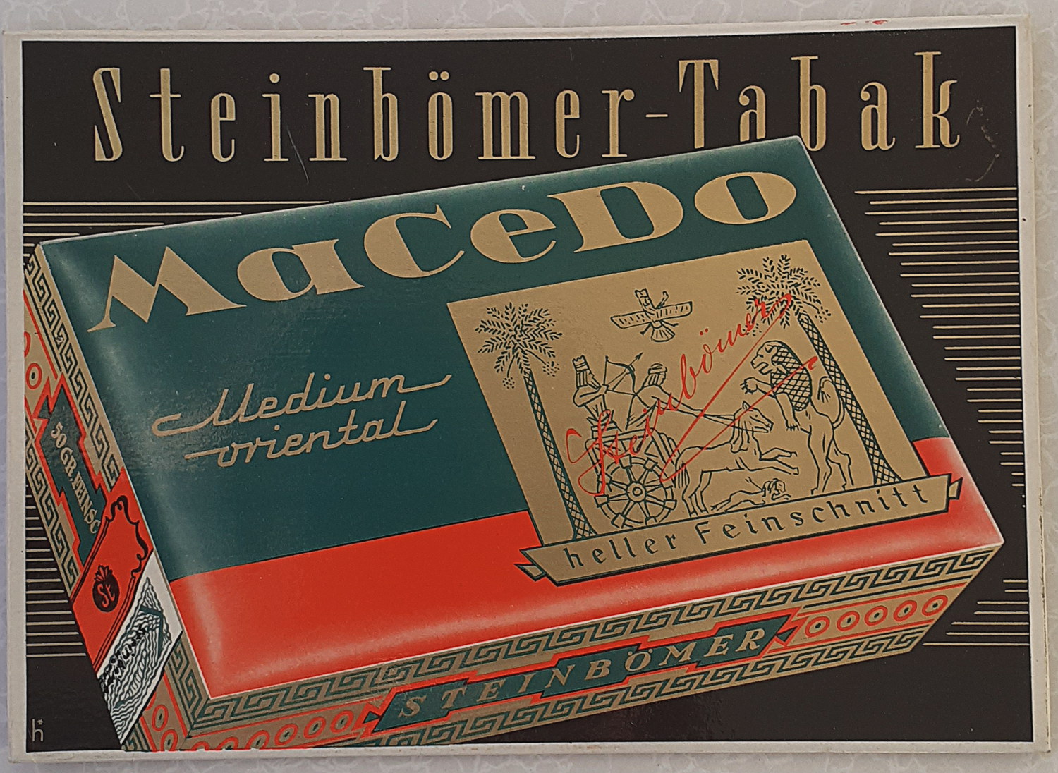 Steinb&ouml;mer-Tabak Pappschild - alte Originale
