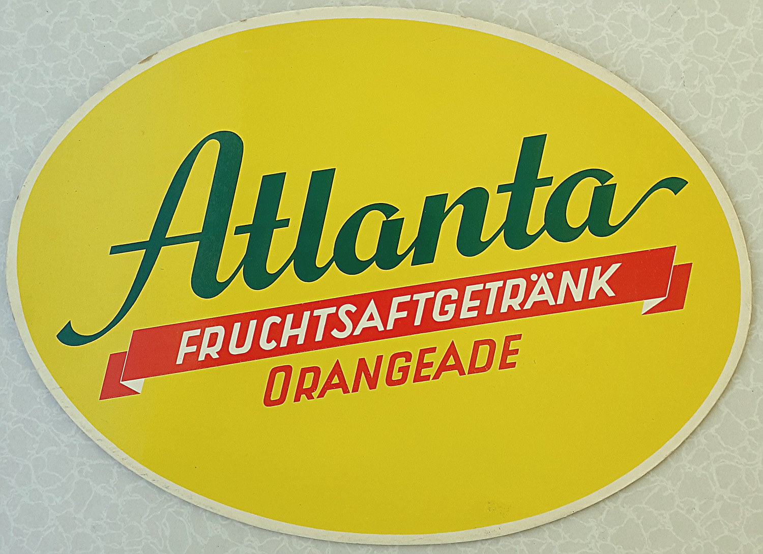 Atalanta Fruchtsaftgetr&auml;nk Pappschild - alte Originale