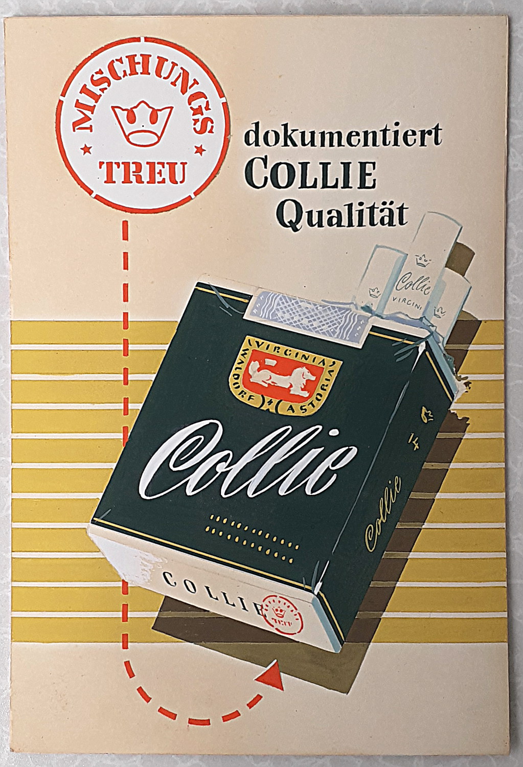 Collie Zigaretten Pappschild - alte Originale