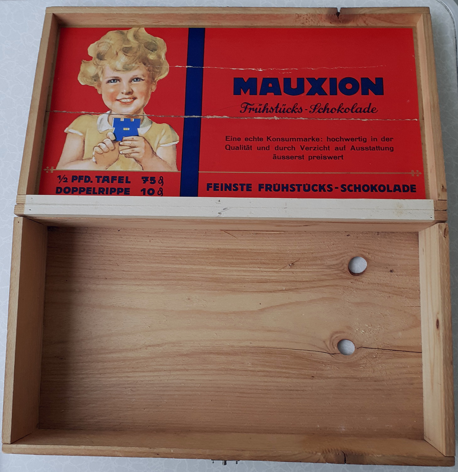 Mauxion Schokoladenholzkiste - alte Originale