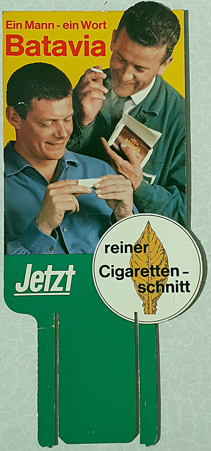 Bataria - Cigarettenschnitt Pappschild - alte Originale