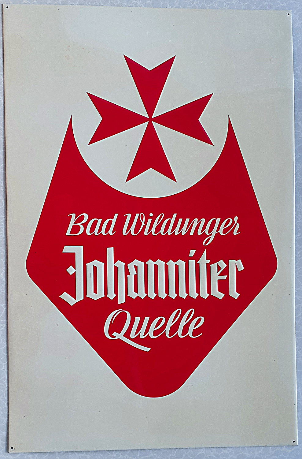 Bad Wildunger Johanniter Quelle Blechchild - alte Originale