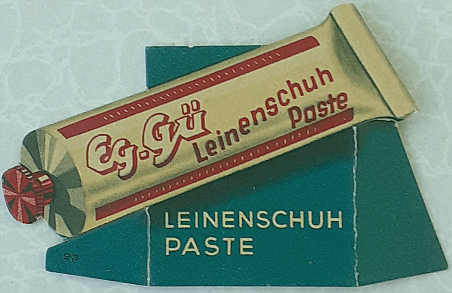 EgG&uuml; Leinenschuhpaste Pappschildchen - alte Originale