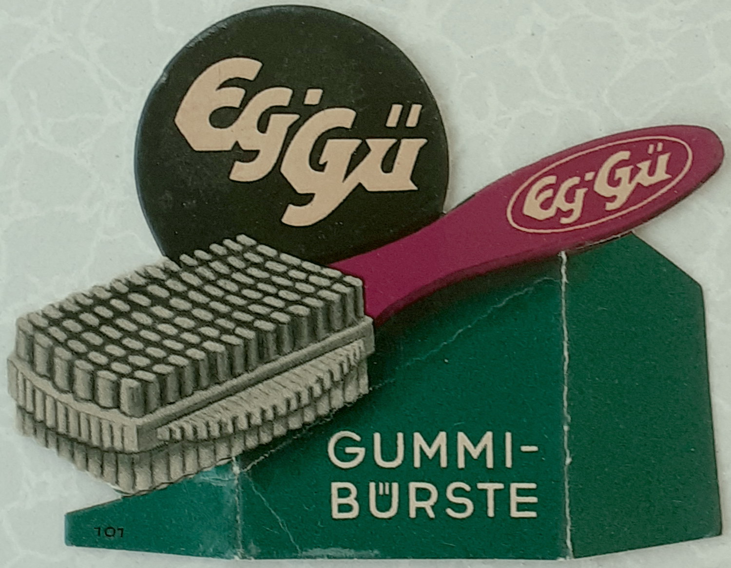 EgG&uuml; Gummib&uuml;rste Pappschildchen - alte Originale