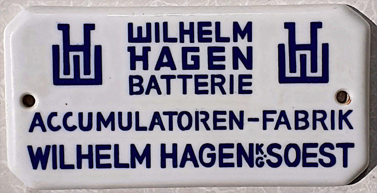 Hagen Batterie Porzellanschild - alte Originale