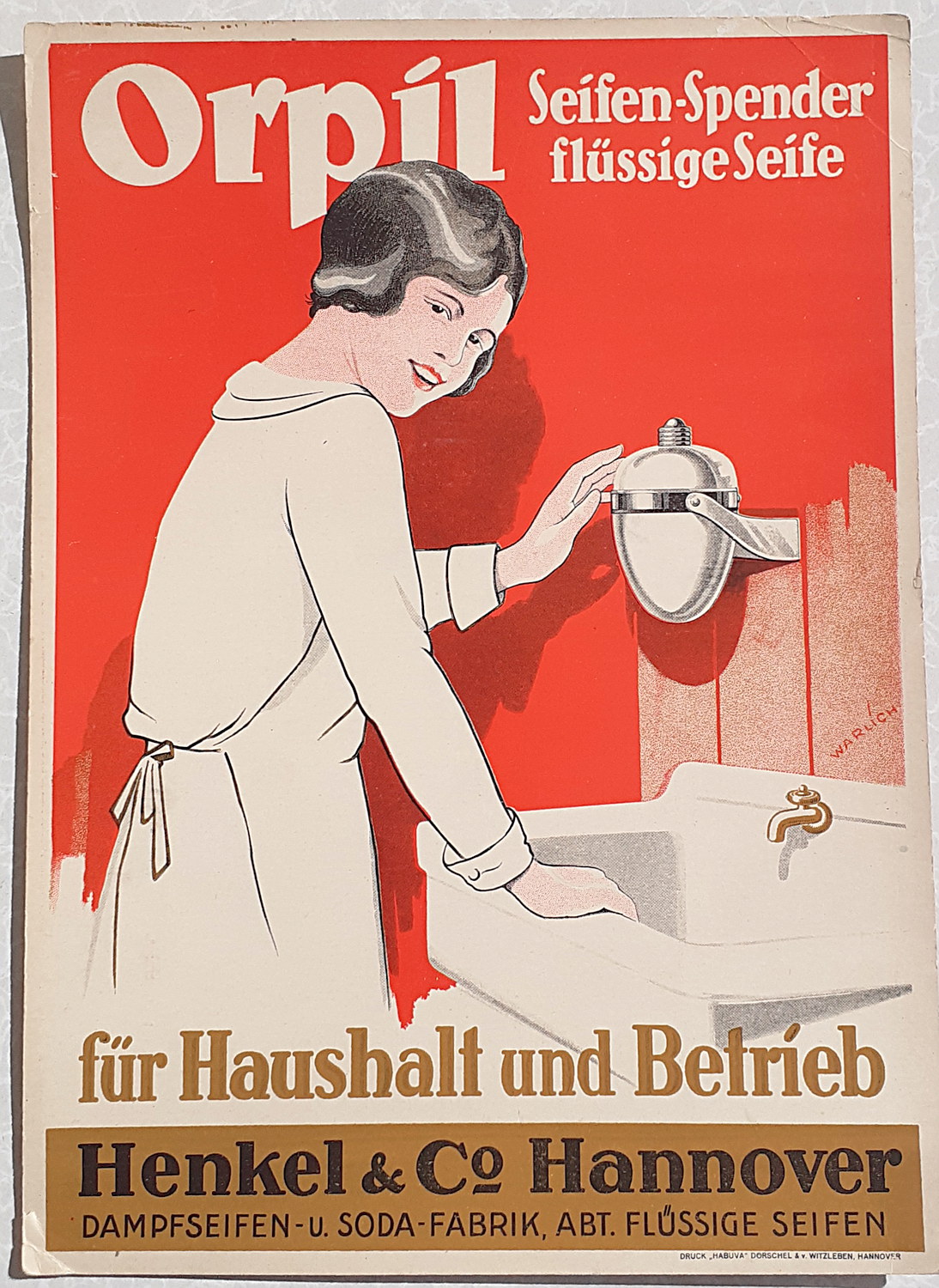 Orpil Seifen-Spender Pappschild - alte Originale