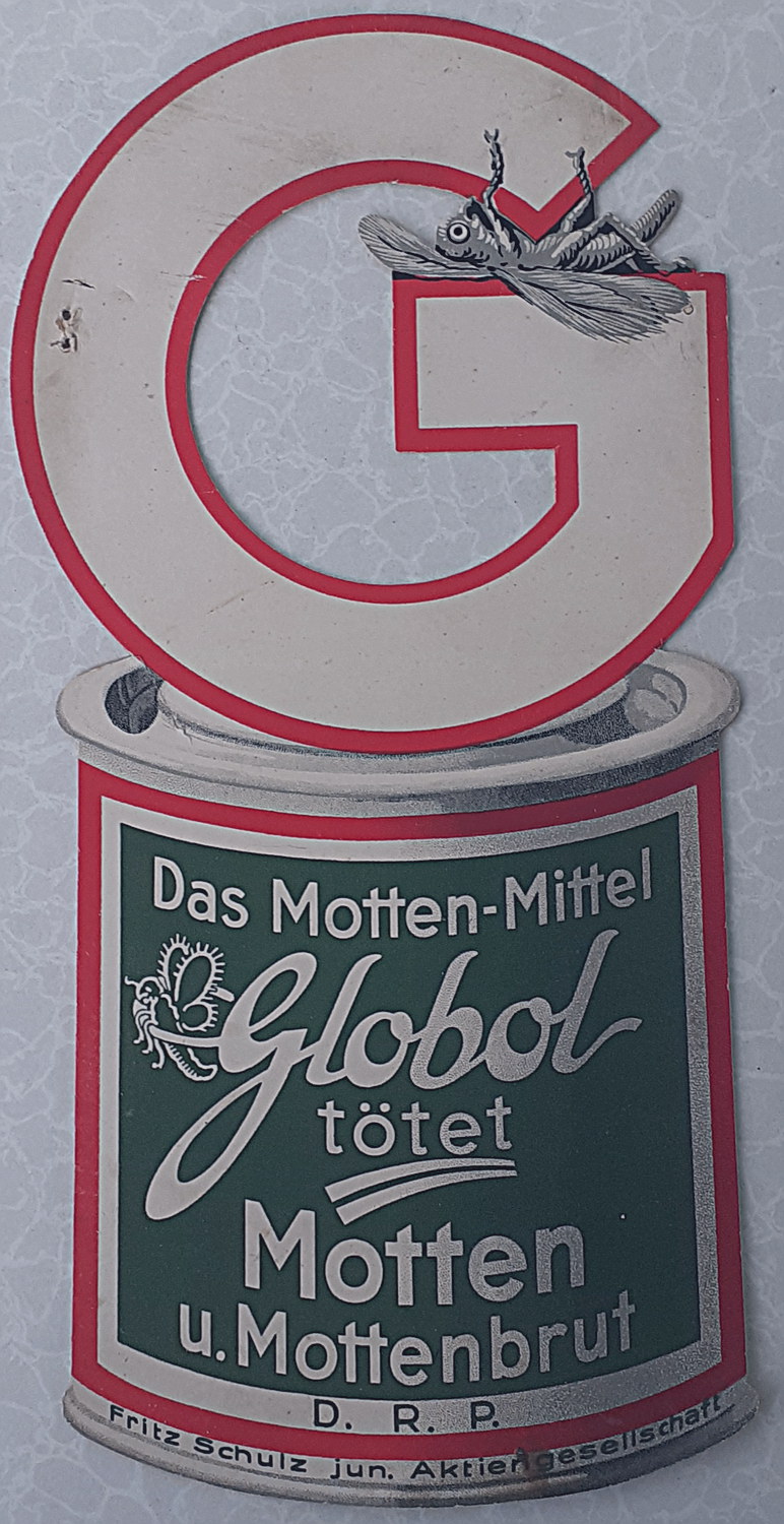 Globol Motten-Mittel Pappschild - alte Originale