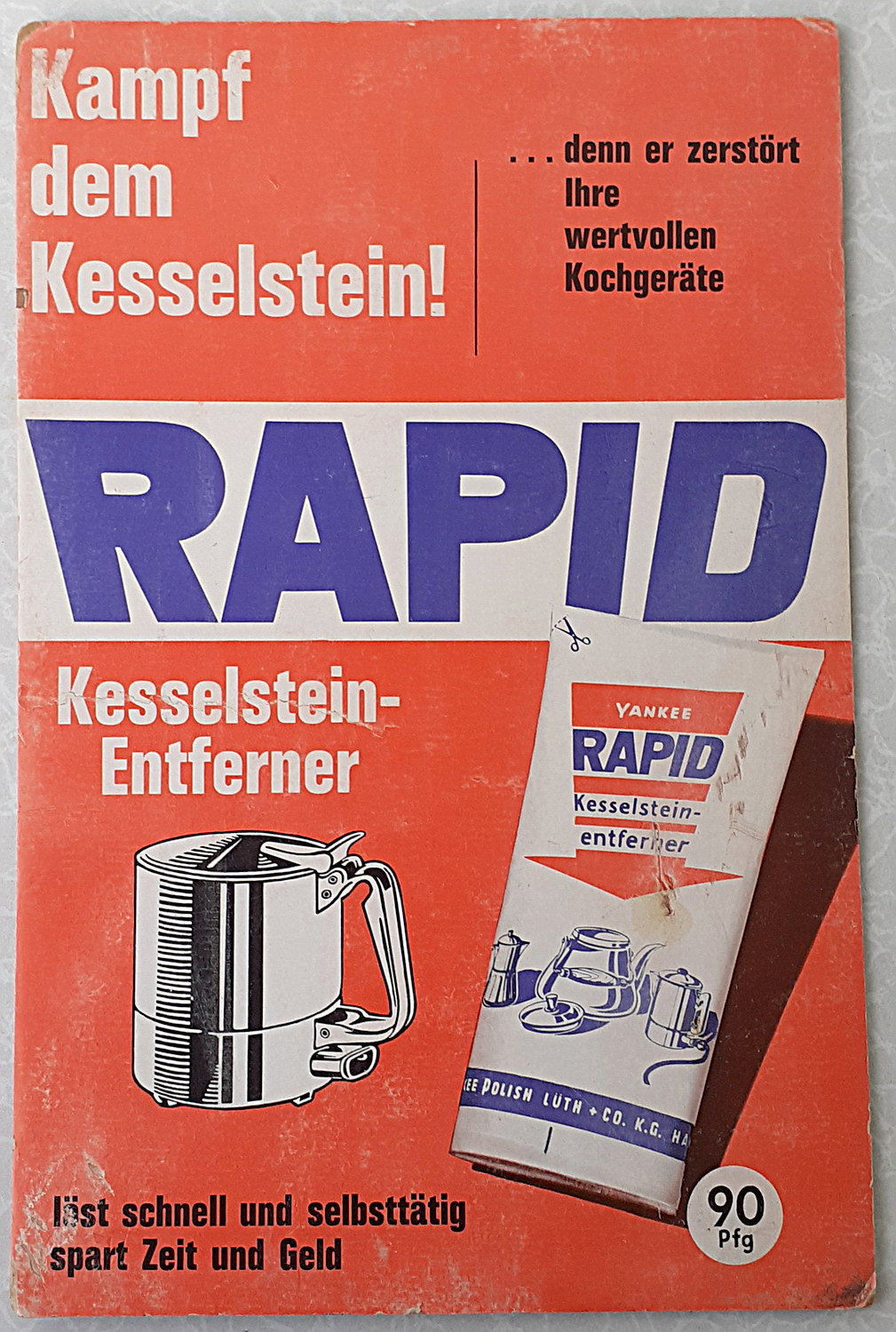 Rapid Kesselstein-Entferner Pappschild - alte Originale