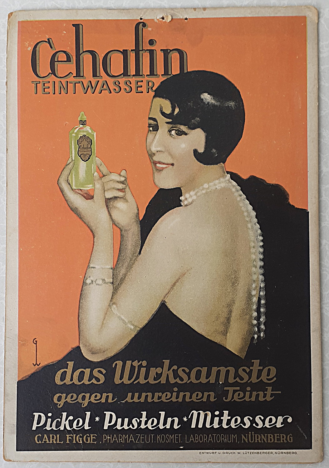 Cehafin Teintwasser Pappschild - alte Originale