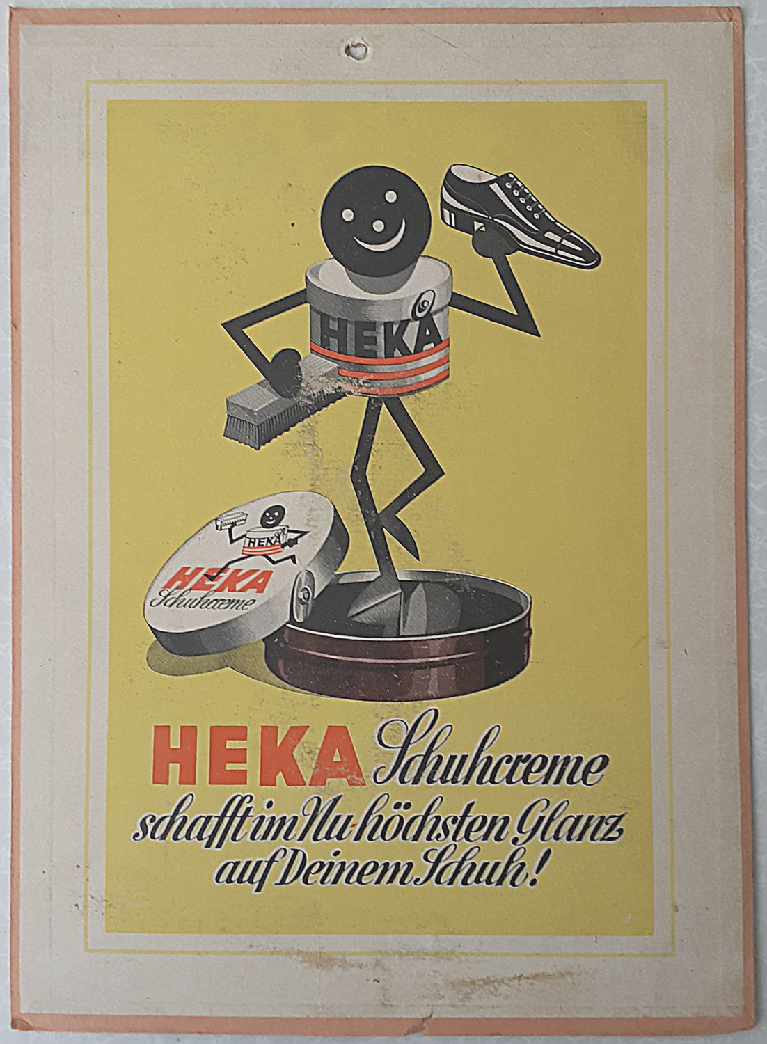 Heka Schuhcreme Pappschild - alte Originale