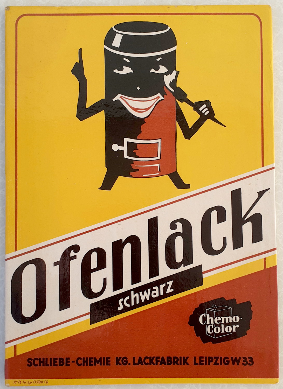 Schliebe-Chemie Ofenlack Pappschild - alte Originale