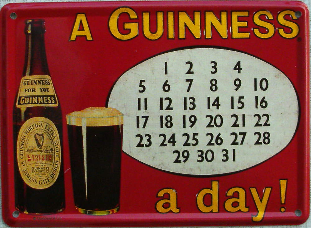 Guinness Kalender Postkarte Mini-Blechschild