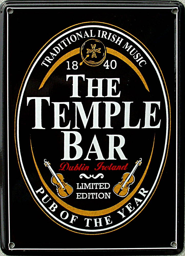 Mini-Blechschild The Temple Bar schwarz 8 x 11 cm 