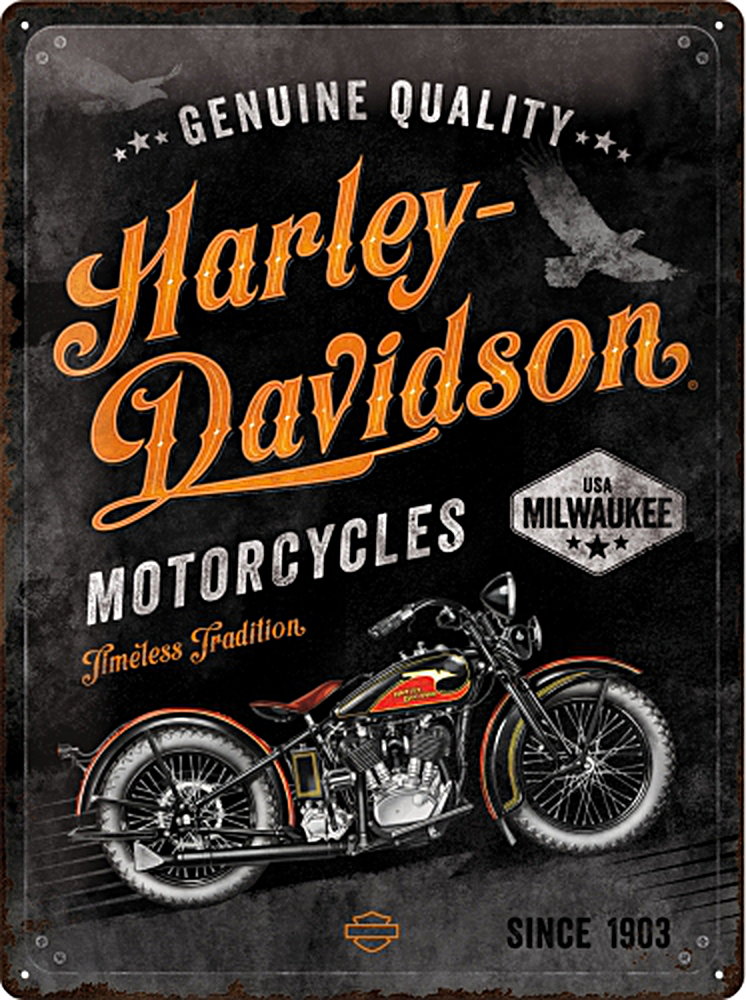 Flathead Black Blechschild 30x40 cm gewölbt & Motiv geprägt Harley-Davidson